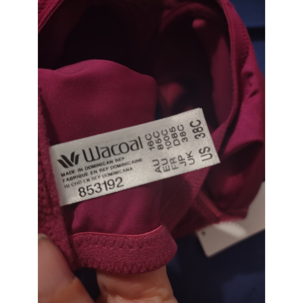 Wacoal Basic Beauty Underwire Bra 38C Raspberry Pink 853192 New - Picture 3 of 6